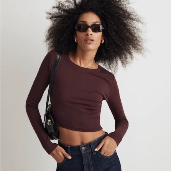 Madewell Fine Ribbed Supercrop Crewneck Long-Sleeve Tee - Picture 13 of 13